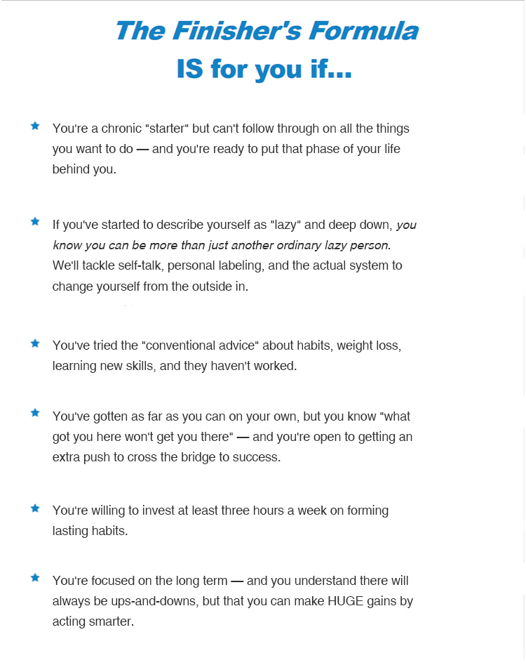 Sales page clarification of a course being sold.