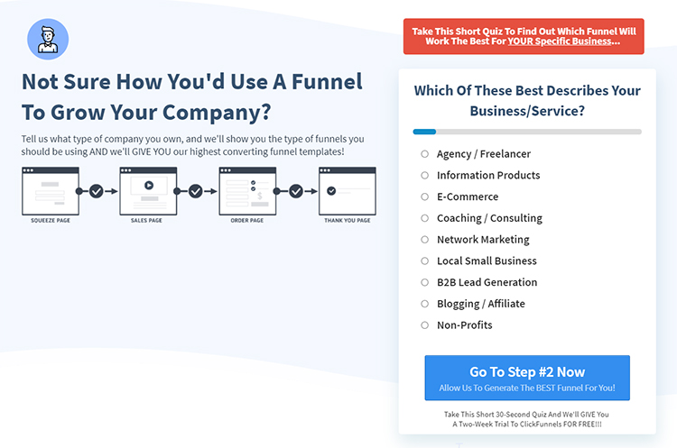 ClickFunnels website homepage explaining details about using sales funnels.