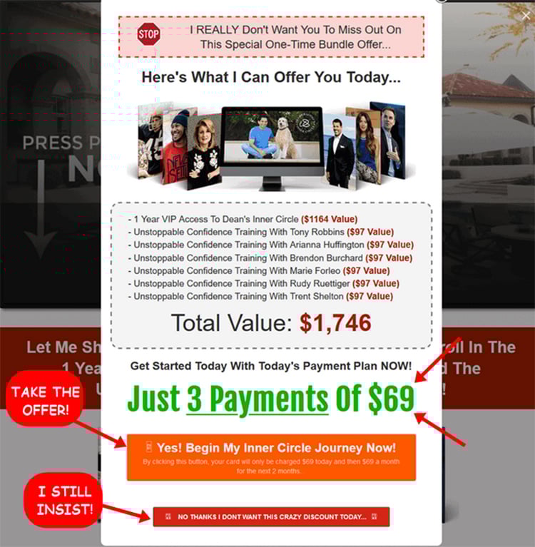 Special one-time offer example.