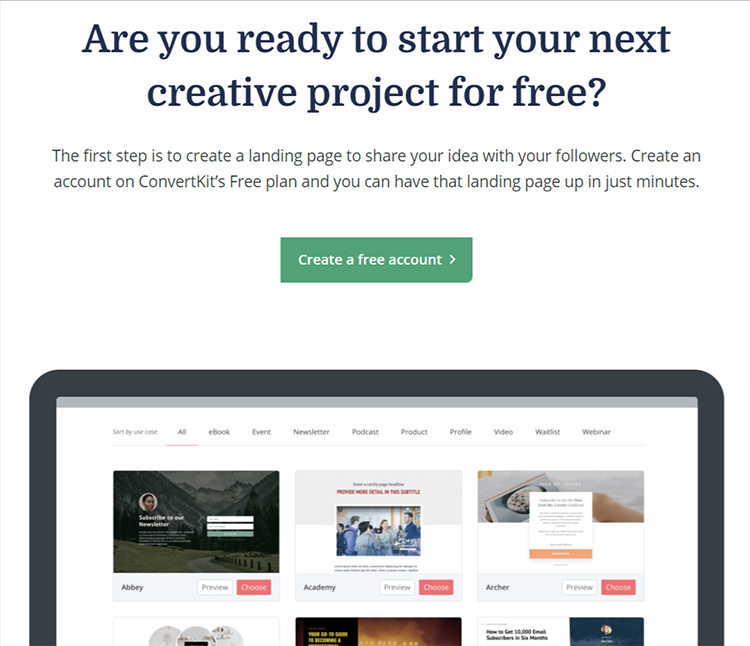 Email marketing software, call to action example.
