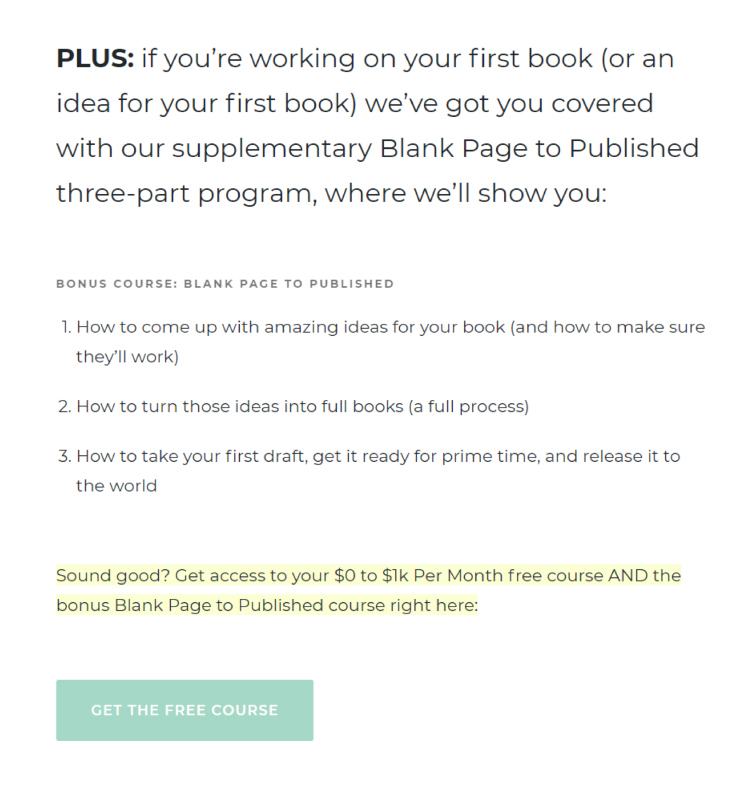 Create a Landing Page for Your Lead Magnet bonus course and call-to-action example.