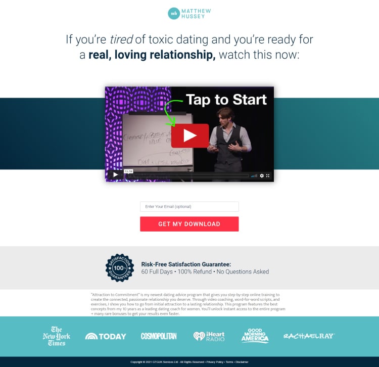 Video Sales Page 53 minute feature video thumbnail example.