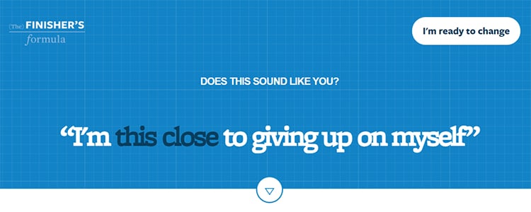 Establishing an emotional connection sales page example.