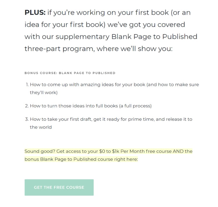 Medium-Length Landing Page, additional course information.