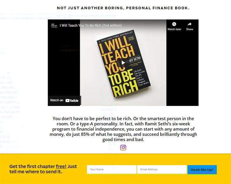 Short form sales page video example.