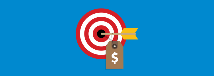 Product pricing bulleye with dollar tag attached.
