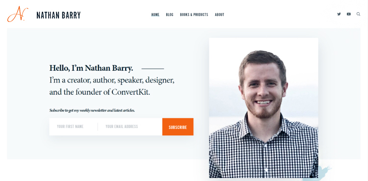 Squeeze Page as a Homepage example.