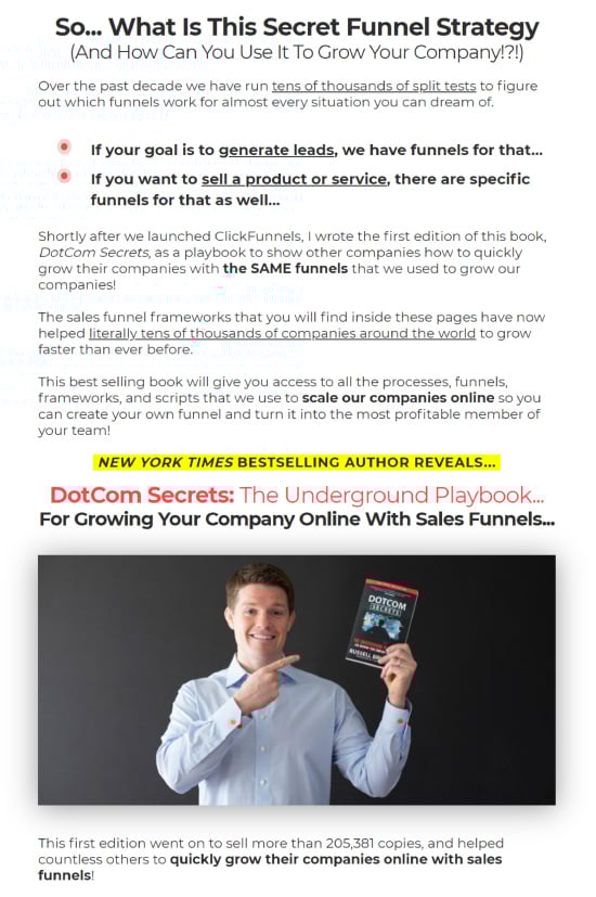 Long-Form Landing Page, ClickFunnels book sales transition.