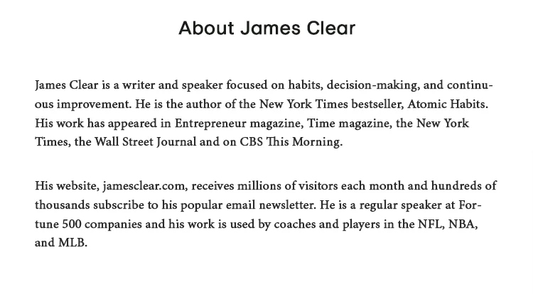Atomic Habits book best testimonials from James Clear.