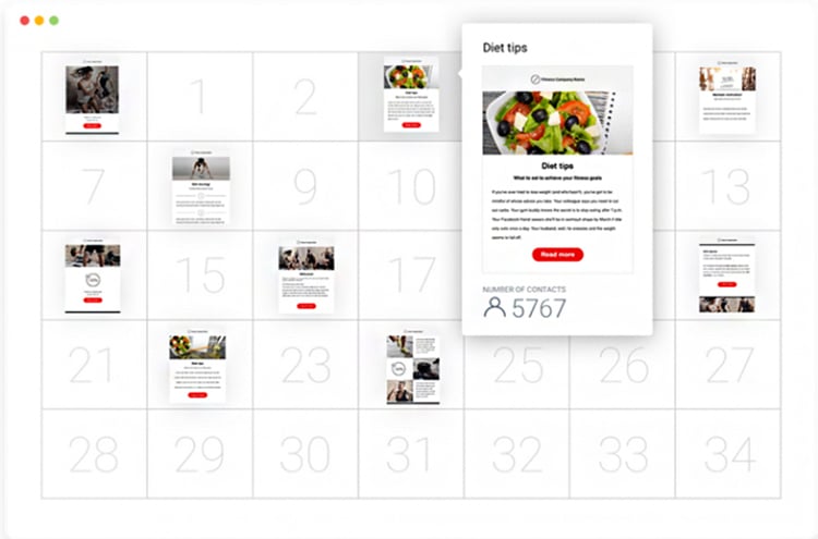 GetResponse calendar view of your email sequence.