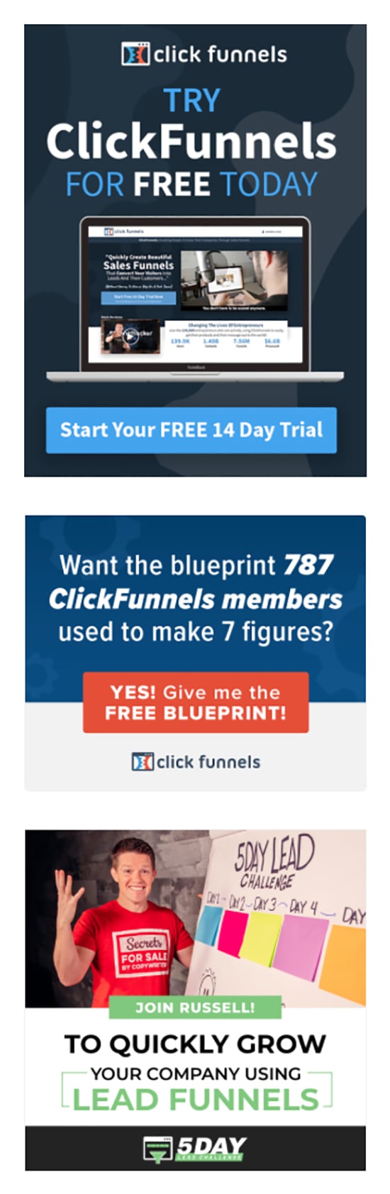 Try ClickFunnels for free today call-to-action.