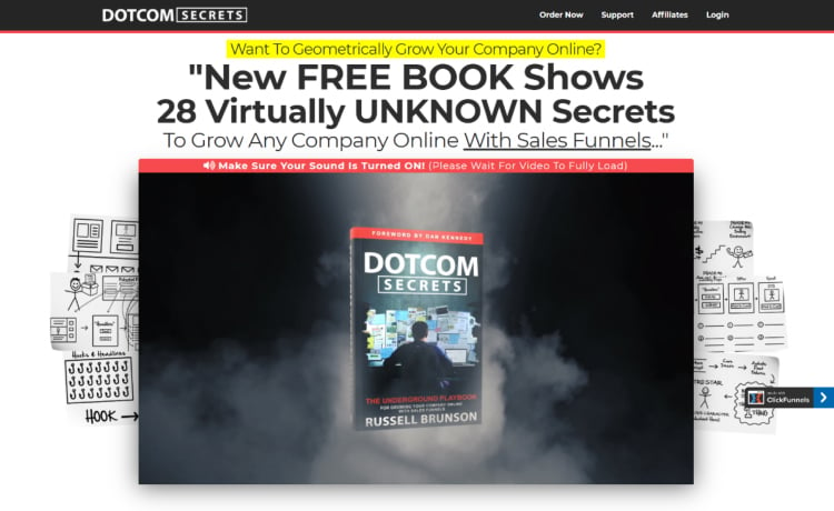 Dotcom Secrets, website sales page style opt-in page.