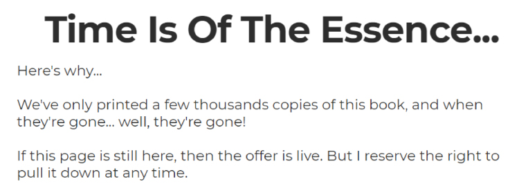 Long-Form Landing Page, ClickFunnels limited book copies availability example.