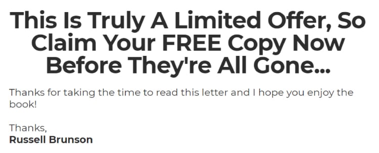Long-Form Landing Page, ClickFunnels claim your free copy book example.