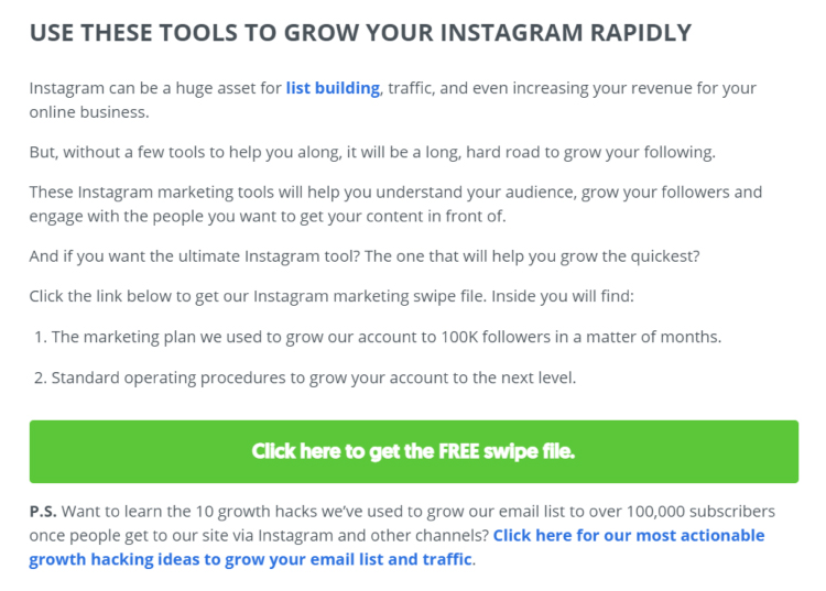 Blog lead magnet promotion, tools to grow your Instagram rapidly. 