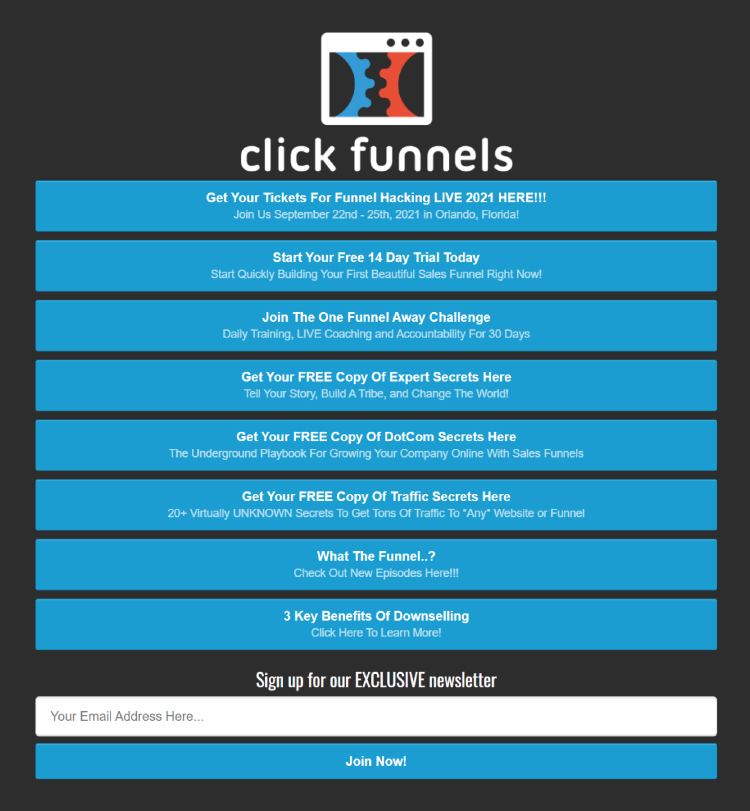 Social media, lead magnet promotion landing page menu. 