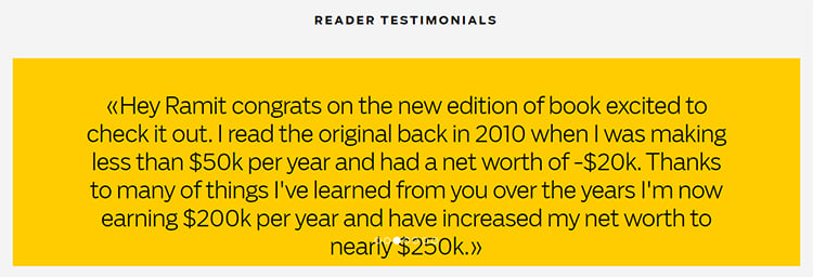 Short form sales page testimonial slider example.