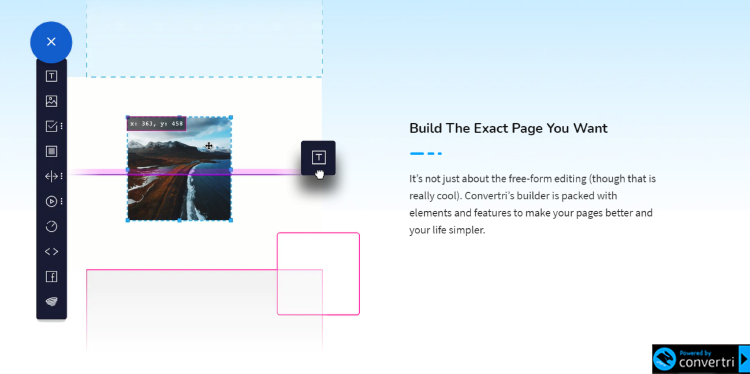 Convertri's unique free-form page editor example.