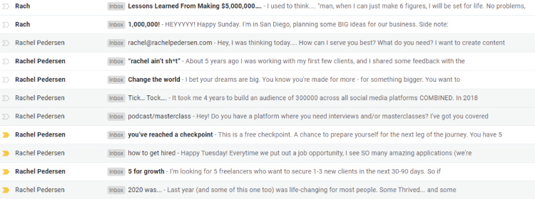 Email subject line demonstration in creating curiosity.