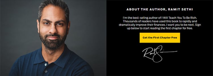 Short form sales page biographic example.