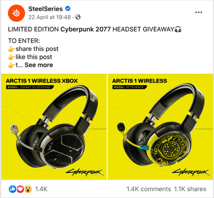 Gaming company headphone giveaway graphic.