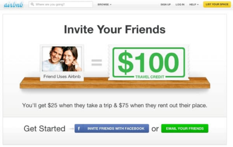 AirBnB referral program offer.