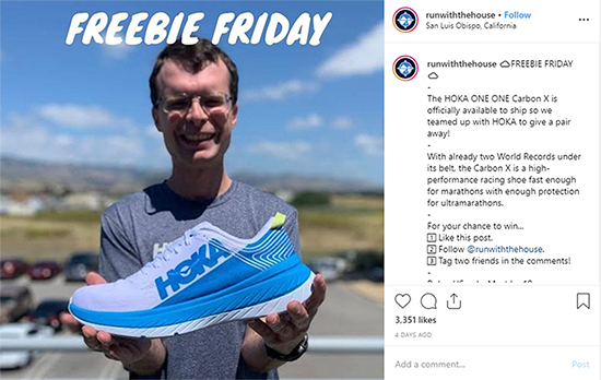 Lead Generation Tactics, Shoe Giveaway example.
