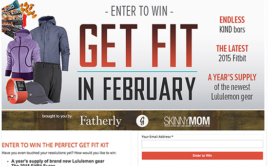 Running a Giveaway, website landing page example.