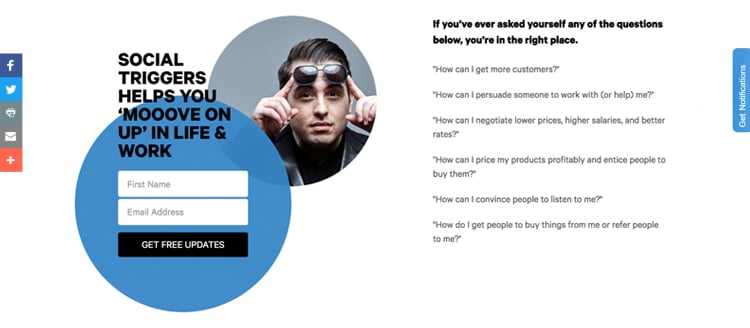 Optimize Your Website for Lead Generation, combined opt-in form example.