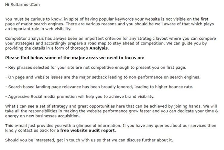 Start Doing Cold Outreach, email example.