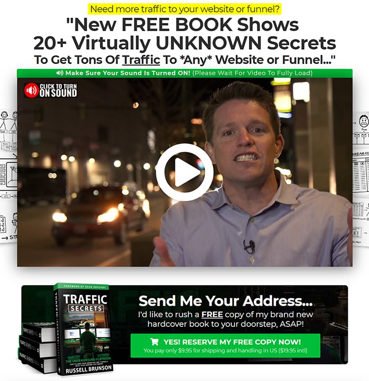 Free Book + Shipping, Clickfunnels example.