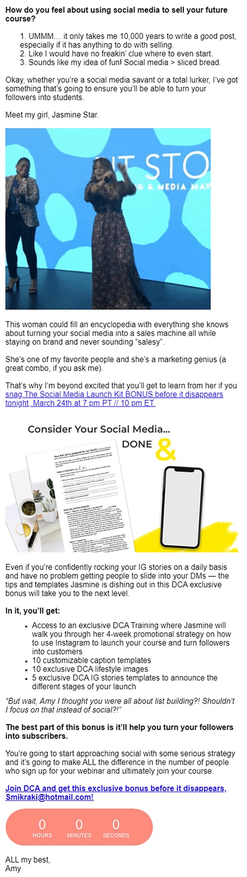 Build Follow-Up Funnels, email example.