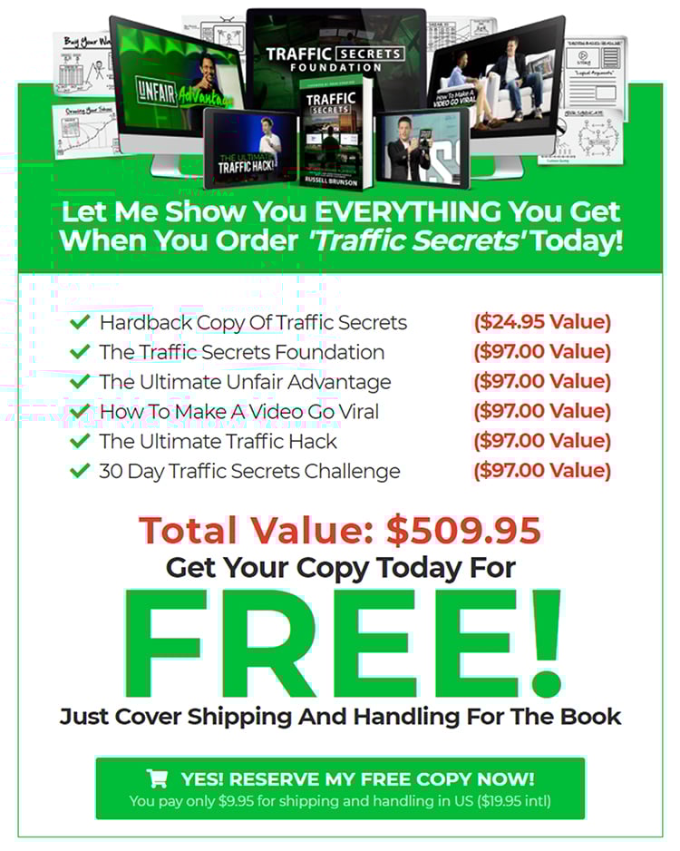 Hook, Story, Offer, the offer page example.