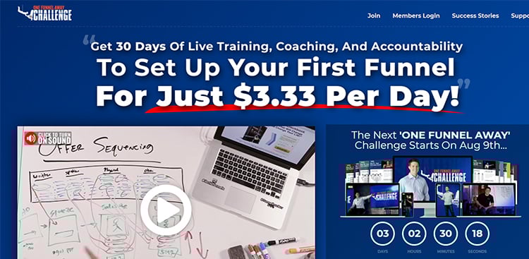 Challenge Funnels, One Funnel Away Challenge example.
