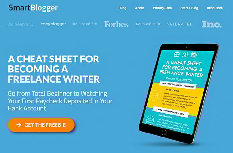 Lead Magnets, Smart Blogger example.