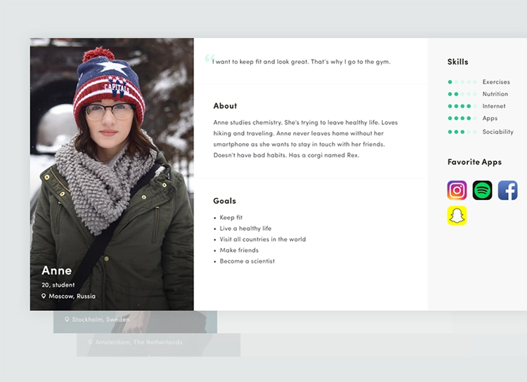 Create a Buyer Persona, help female students get git fit, example.
