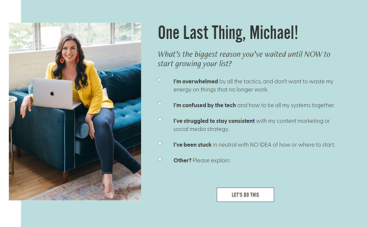 The Best Prospecting Idea We’ve Ever Had: Sales Funnels, post registration questions sales funnel page.