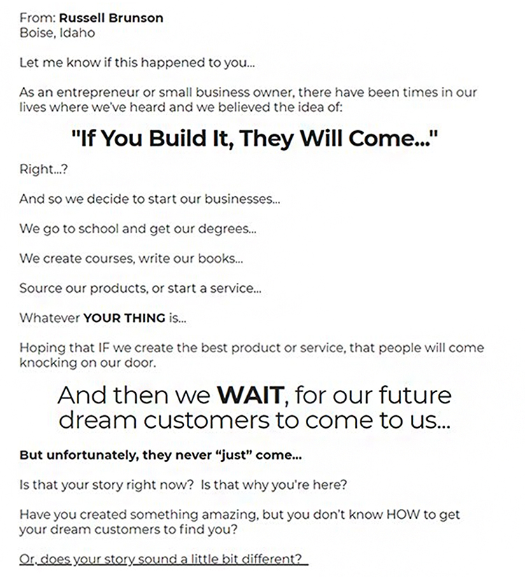 Strategies For B2B Lead Generation. Story, email example.