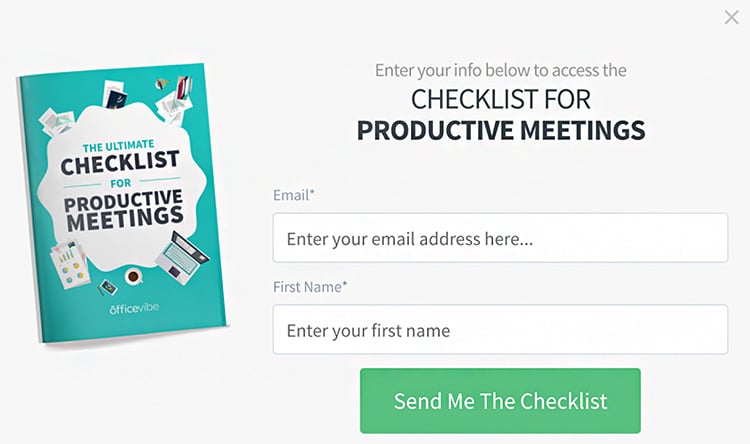 Checklist for productive meetings lead magnet. 