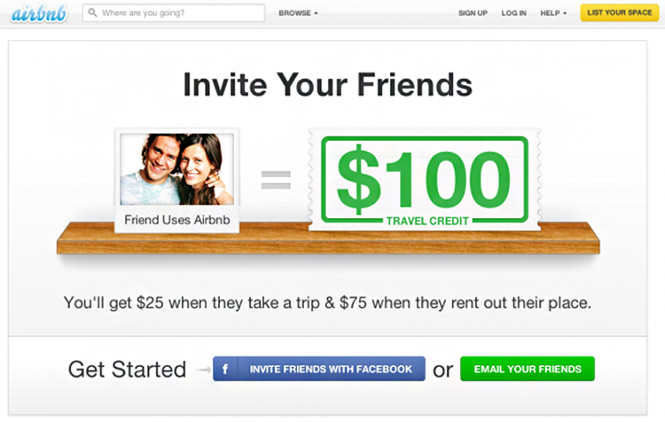 Referral Rewards, AirBnd example.