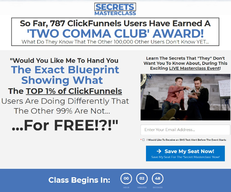The Webinar Funnel, webinar registration page example.