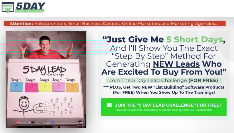 The Challenge Funnel, registration page example.