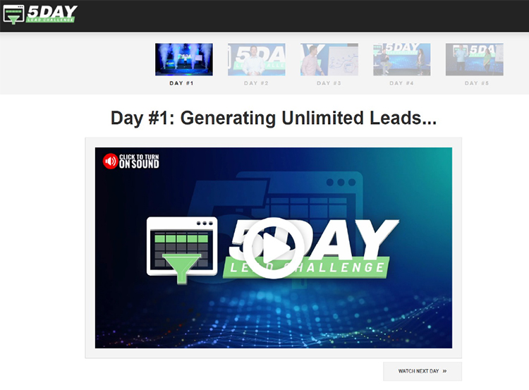 The Challenge Funnel, lesson delivery page example.