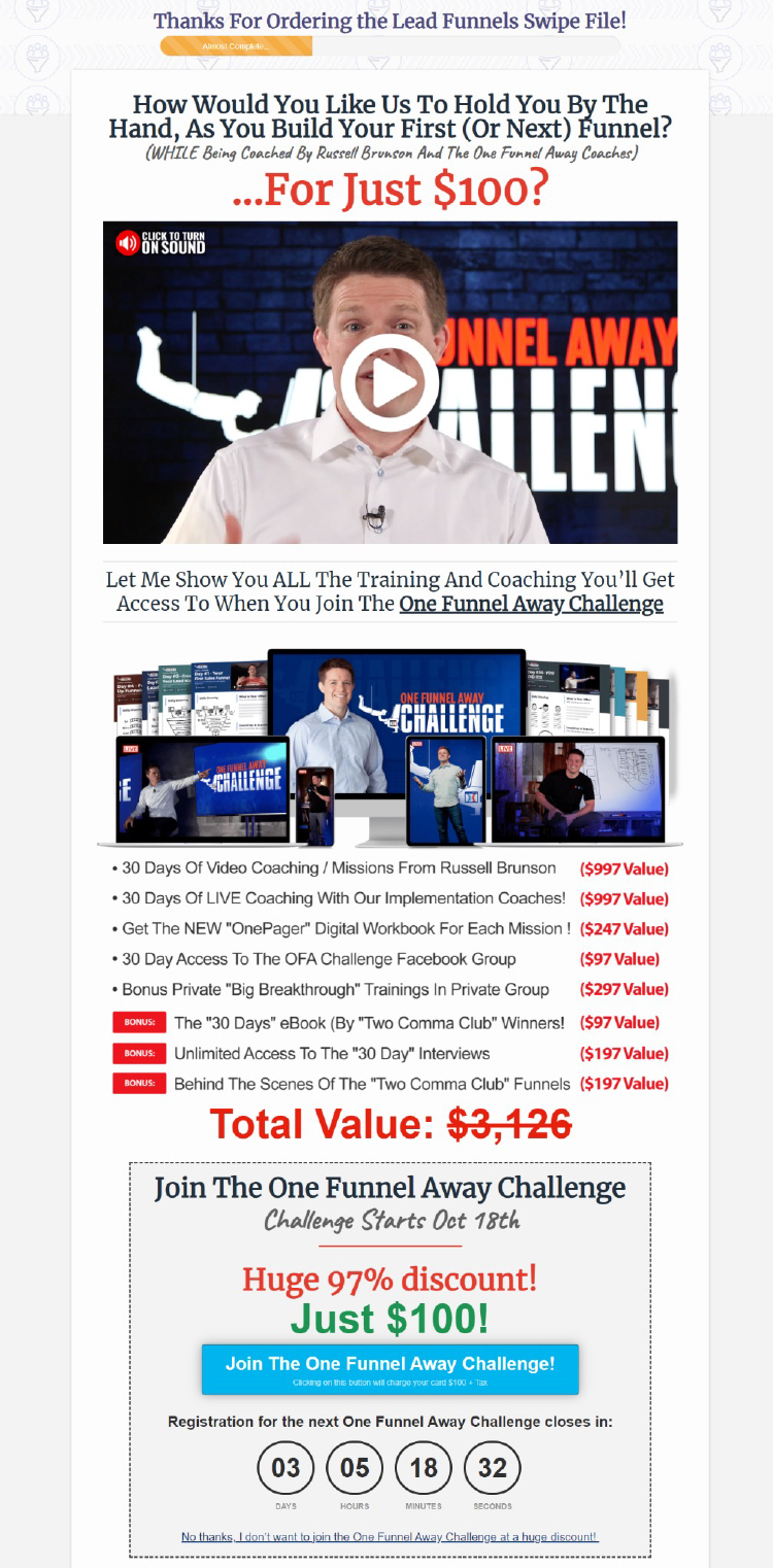 Clickfunnels, 2-Step Tripwire Funnel example.