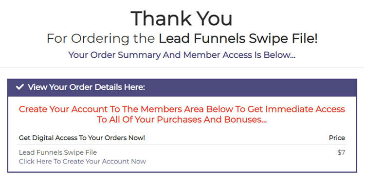 Clickfunnels, 2-Step Tripwire Funnel, Thanks You page, example.