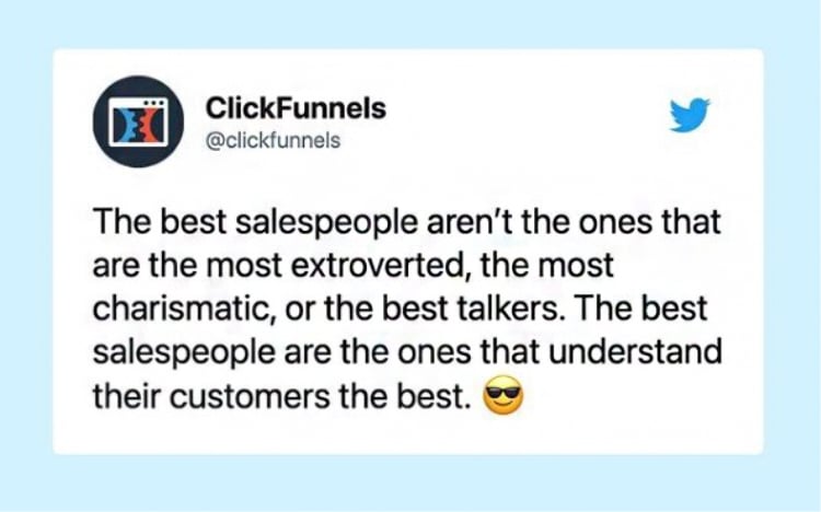 Who Are the Best Salespeople in the World, ClickFunnels tweet. 