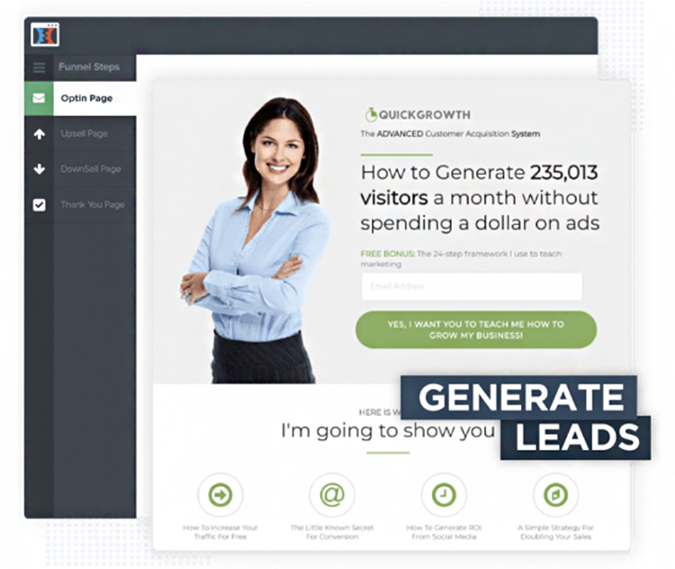 Best Tools For Lead Generation, ClickFunnels example. 