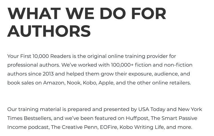 Your First 10K Readers, $0 to $1k Per Month author explanation. 