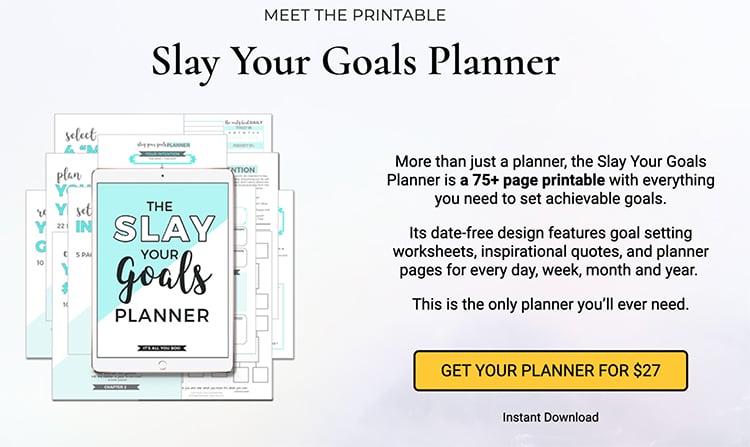 Examples of the Offer, Slay Your Goals Planner. 