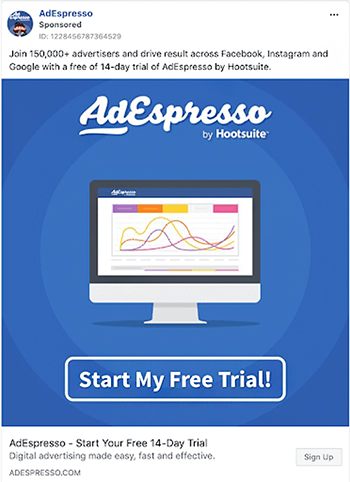 Sales Funnel Phase 1 - The Frontend, AdEspresso example. 
